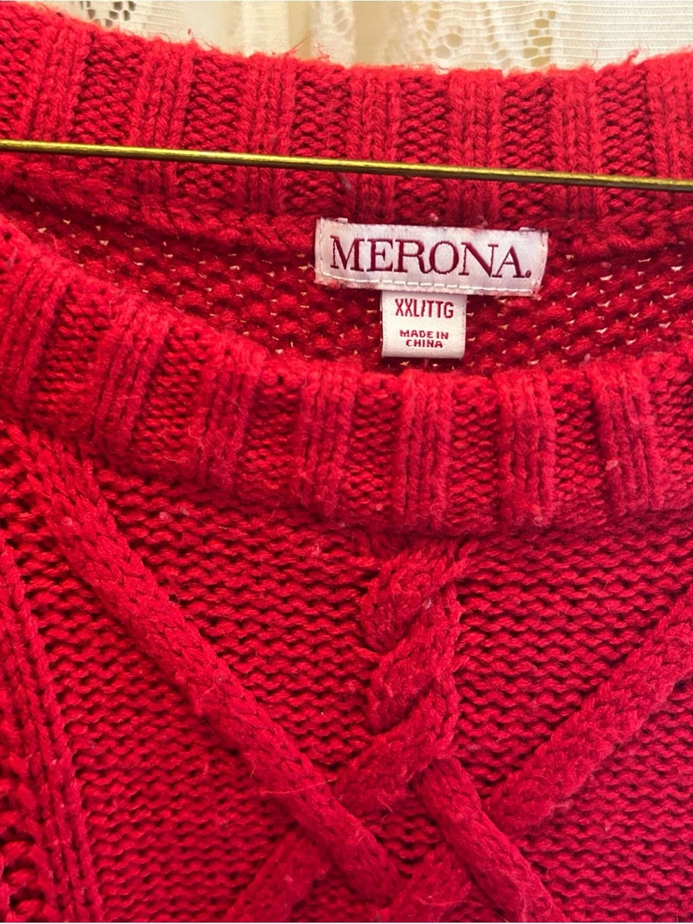 Merona Red Cable-Knit Crewneck Sweater